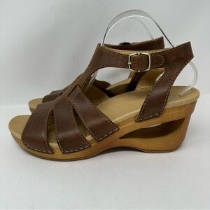 Dansko Trudy Tan Waxy Calf Leather Sandals Brown Size 41, US 10.5